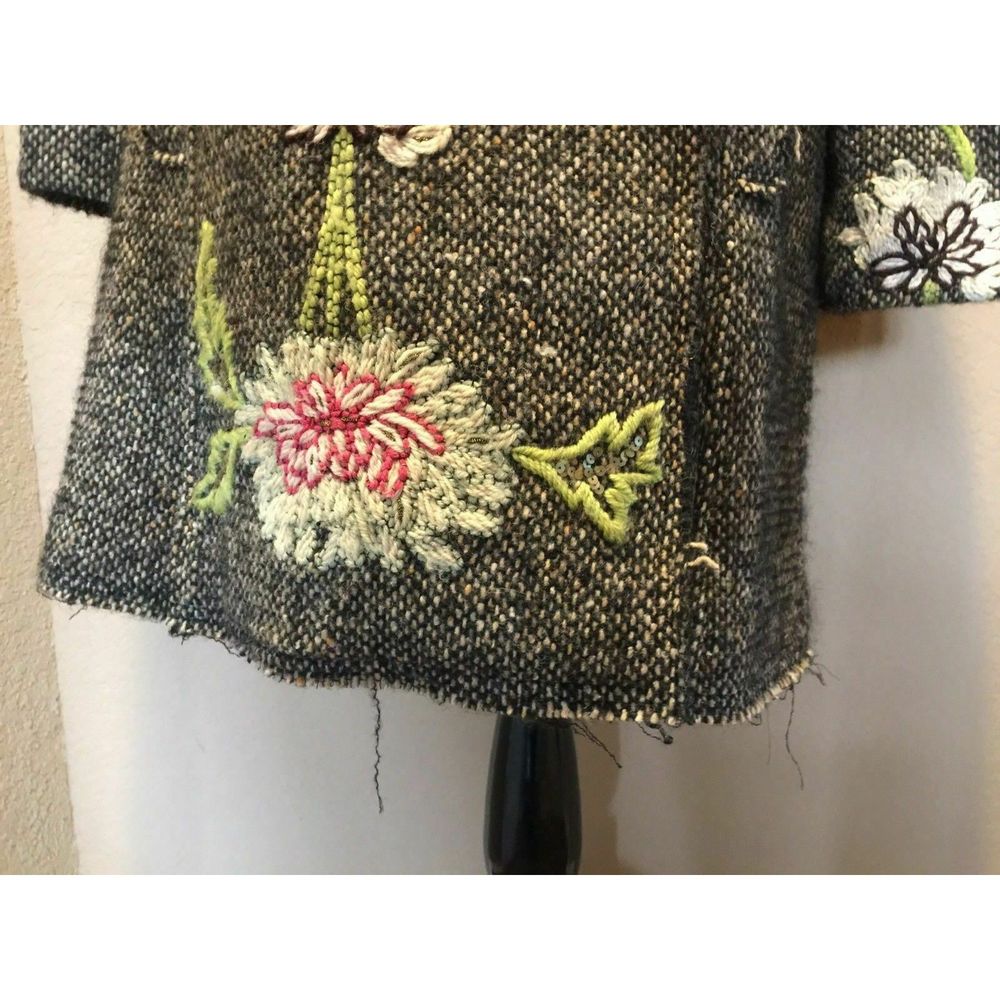 Trelise Cooper Tweed Jacket Floral Embroidery 8 Nz Gem